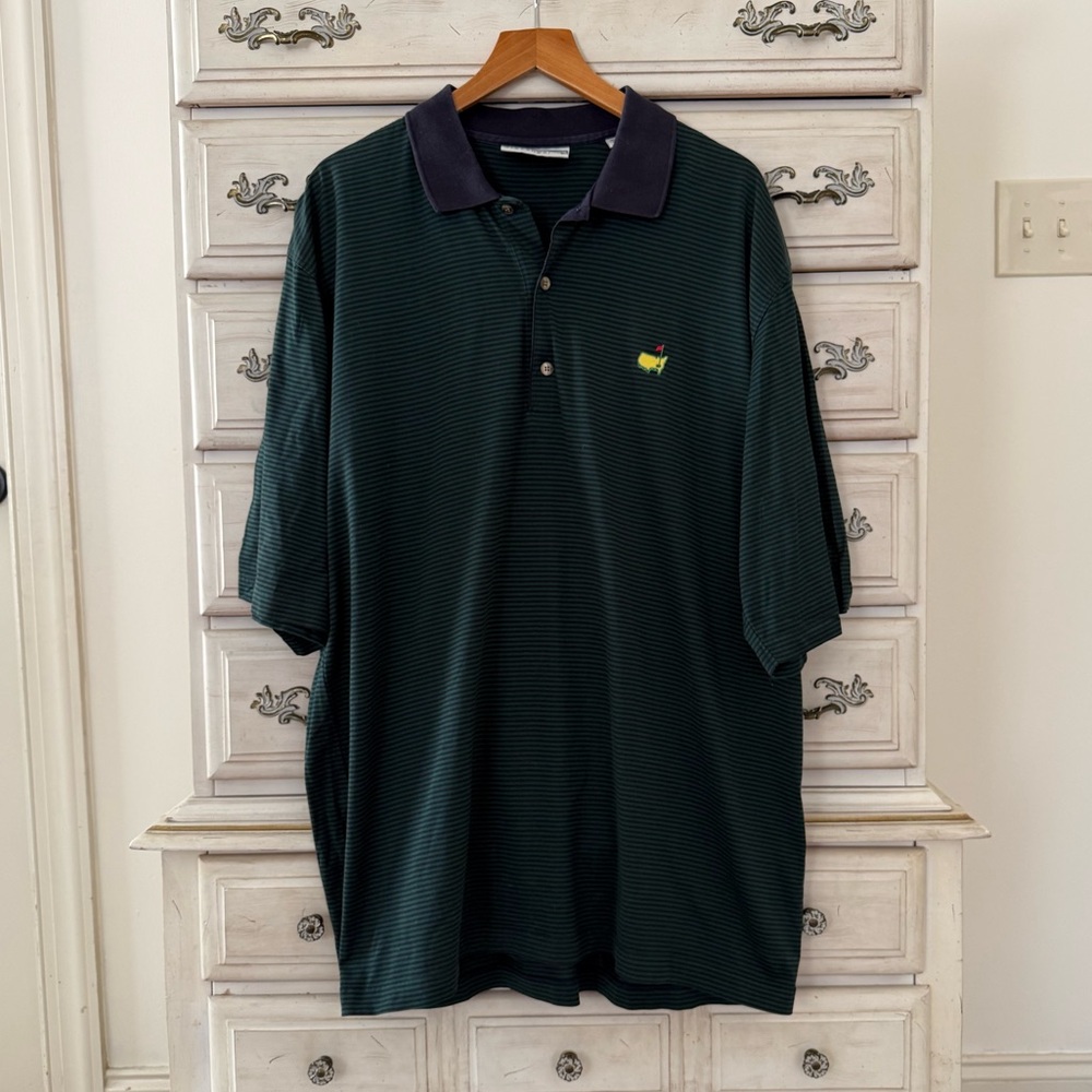 Masters Slazenger Green Striped Golf Polo Shirt